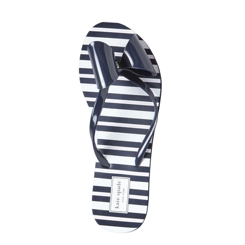 New! KATE SPADE Women's Norma Bow Flip-Flop Sandals Shoes Blue White Size 6 - Picture 2 of 11